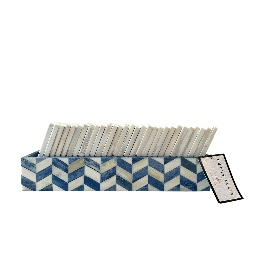 Perry Ellis x MELA ARTISANS 28pc Handcrafted Bone Inlay Domino Game Set NEW - Picture 3 of 16